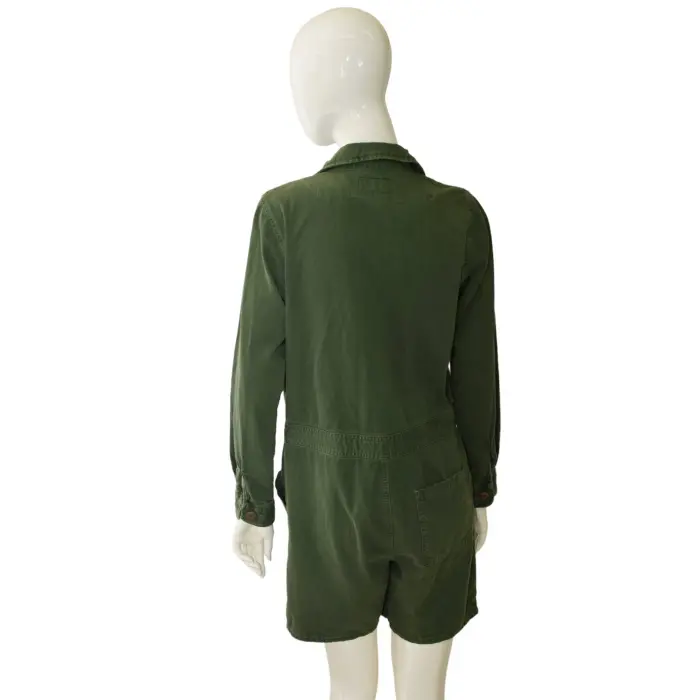 Current Elliott Army Khaki Green Long Sleeve Overall Romper