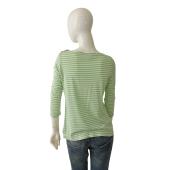 Tory Burch Green Stripes Silk & Cotton Top 3/4 Sleeves Blouse size S