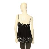 Catherine Malandrino Black Cotton Appliqued Flowers Camisole Top Blouse size M