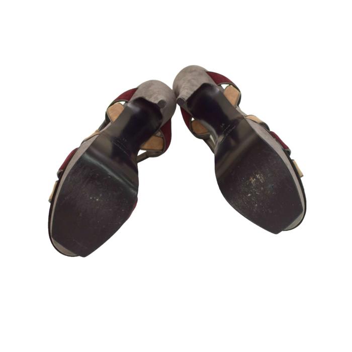 Yves Saint Laurent YSL multicolor Tribute suede leather sz 41 sandals platform