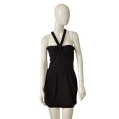 DSquared2 D2 V Straps Black Mini Balloon Dress size 40 w. inner bustier