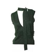 Alessandro Dell' Acqua Glittery Green Sleeveless Tie Neck Top Blouse size 44