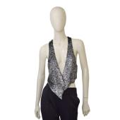 Isabel Marant fully sequined Silver Metallic Gillet vest Open top size 1