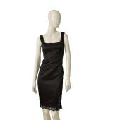 Dolce & Gabbana Black Lace Hemline Knee Length Sleeveless Tank Slip Dress SZ 42