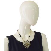 CHANEL vintage faux black & white pearl heart shaped rhinestones necklace