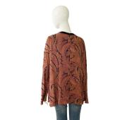 Carmen Marc Valvo Silk Multicolor Beaded Tunic Paisley V- Neckline Top Blouse