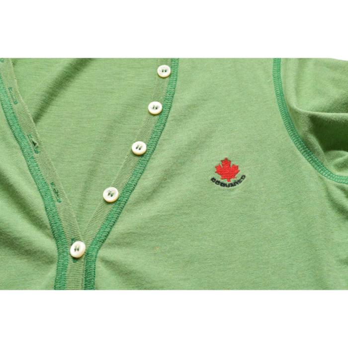 DSquared2 D2 Green Woman's Long Sleeve T-shirt Buttons Top Size M