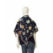 Fendi Blue Hot-Air Balloons Multicolor Square Silk Wrap Scarf Large Foulard