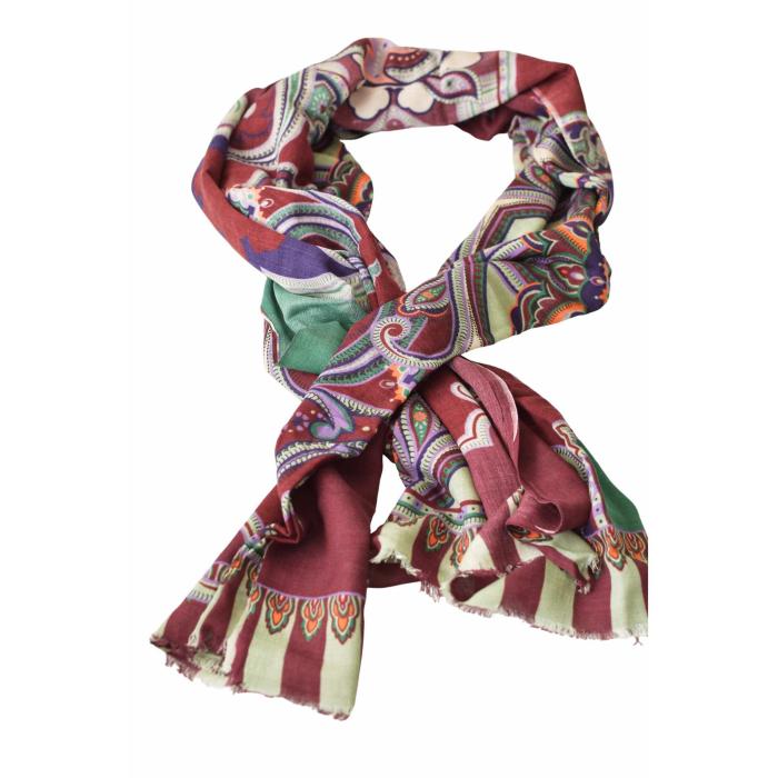 Bella Ballou Multicolor Paisley Woolen Scarf Large Pashmina Wrap Scarf Shawl