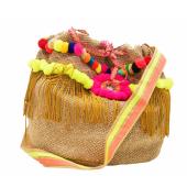 Ruby Yaya Jute & Cotton Fringes Pom Pom Pouch Shoulder Crossbody Bag Summer