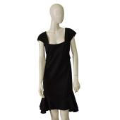 Zac Posen Black Cotton Short Sleeve Ruffled Skirt midi dress size 8