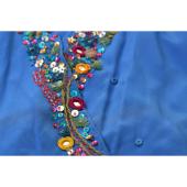 American Retro Fidji Blue Silk Sequins Embroidery Romper Playsuit Shorts size 40