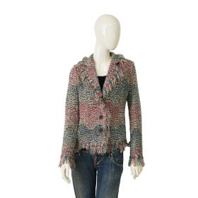 MISSONI Multicolored Woolen Button front Fringes Unlined Jacket Cardigan Cardi