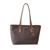 Michael Kors Jet Set Monogram Brown Canvas Leather Handbag Tote Shoulder Bag