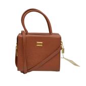 Gianfranco Ferre Brown Leather Square Box Handles & Shoulder Bag Small Handbag