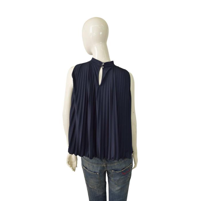 Pennyblack Penny Blue Pleated Sleeveless Blouse Top Size M