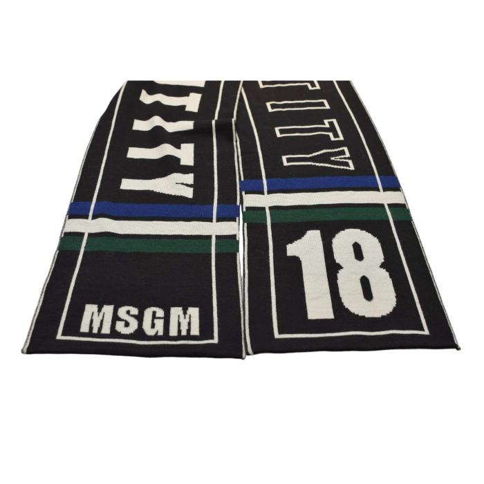 MSGM Identity Black White Double Faced Knit Long Scarf Shawl