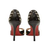 Christian Louboutin black & white criss cross open toe heels stiletto pumps 37,5