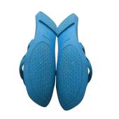 HERMÈS Light Blue Rubber Aloha Flat Slides Sandals 37 with cutout straps