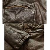 B2 Cats & Moon Back Brown leather Button Front Men Leather Jacket size S