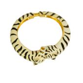 KENNETH JAY LANE Enamel Double Tiger Head Bypass Cuff Bracelet