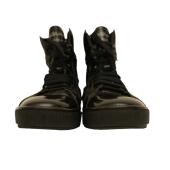 Dsquared2 Men's Black Patent Leather Blue Canvas High Top Lace Up size 43 Shoes