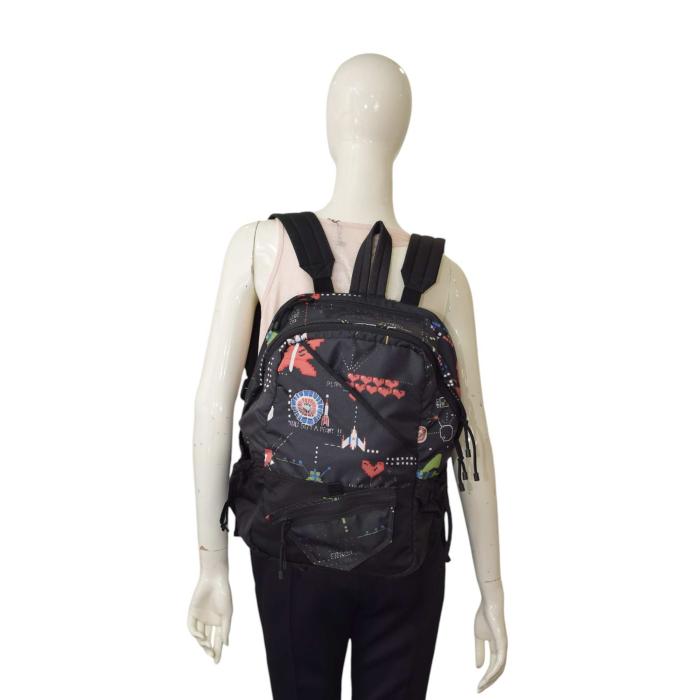 Valentino Garavani Game print black nylon cotton and leather backpack 80s theme