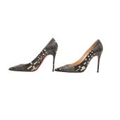 Christian Louboutin Simple Watersnake Patchwork Decollete Pumps Black/White 40.5