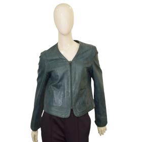 Zadig &amp; Voltaire Vencia Cuir Deluxe Teal Color Zipper Leather Jacket size L