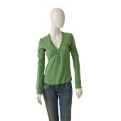 DSquared2 D2 Green Woman's Long Sleeve T-shirt Buttons Top Size M