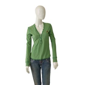 DSquared2 D2 Green Woman&#039;s Long Sleeve T-shirt Buttons Top Size M