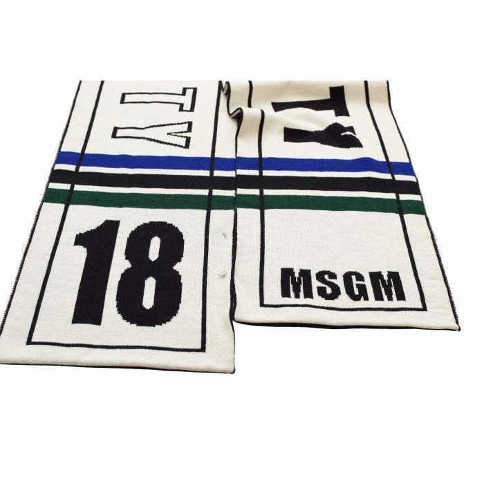 MSGM Identity Black White Double Faced Knit Long Scarf Shawl