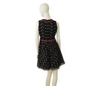 Giamba Black Floral Embroidered Lace Pink Roses Mini Length Cocktail Dress S