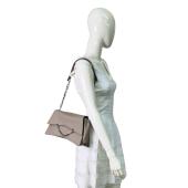 Karl Lagerfeld K /Seven 2.0 Gray Leather Silver Chain Shoulder Bag Handbag