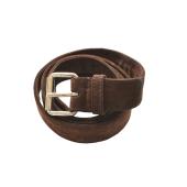 Prada Women's Brown Suede Leather Silver Tone Buckle Thin Belt