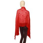 Emanuel Ungaro Coral Red Mohair Wool Knit Long Foulard Scarf Shawl Echarpe