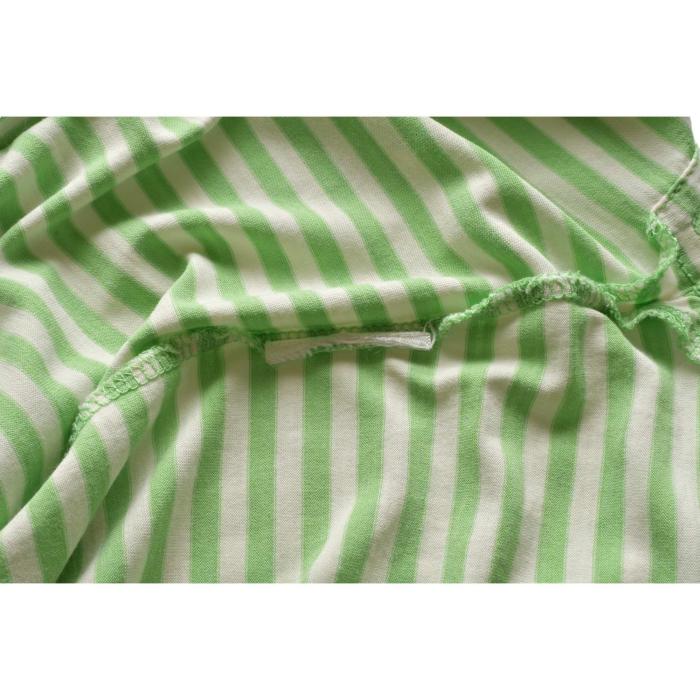 Tory Burch Green Stripes Silk & Cotton Top 3/4 Sleeves Blouse size S