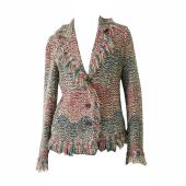 MISSONI Multicolored Woolen Button front Fringes Unlined Jacket Cardigan Cardi