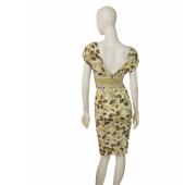 Just Cavalli Green Leaves Floral V - Neckline Knee Length Viscose Dress size 42