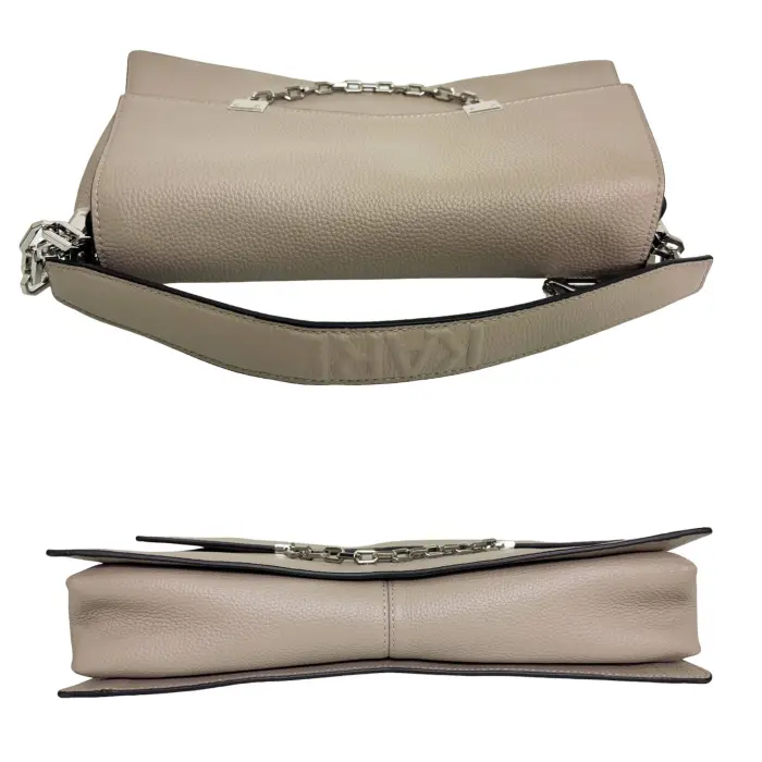 Karl Lagerfeld K /Seven 2.0 Gray Leather Silver Chain Shoulder Bag