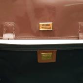 Gianfranco Ferre Brown Canvas Patent Leather Flap Top Shoulder Bag Handbag