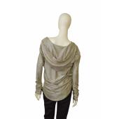 Balmain Golden Shiny Long Sleeves Hooded Top size 38 Fr