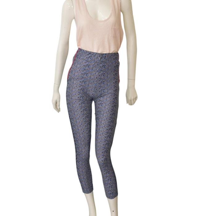 Moncler Grenoble High-rise blue black white printed leggings with zipped pocket
