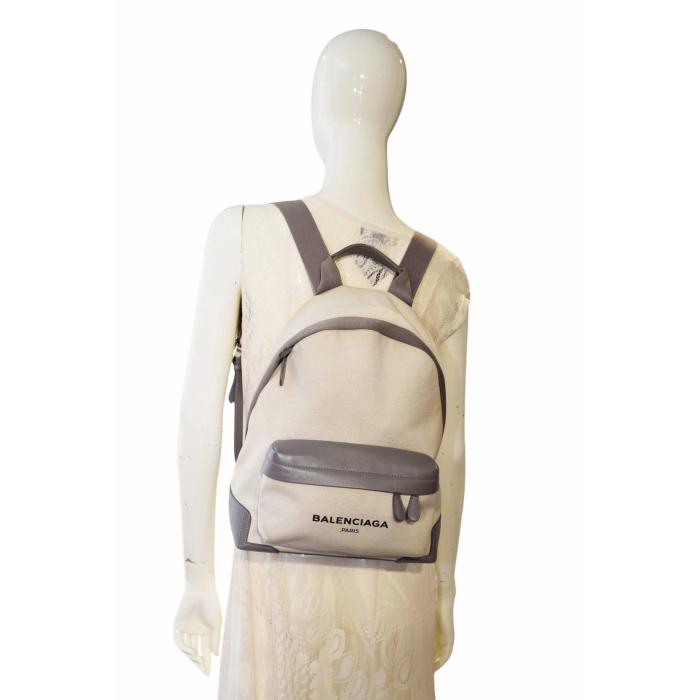 Balenciaga Natural cotton Canvas and Gray leather backpack Rucksack Unisex