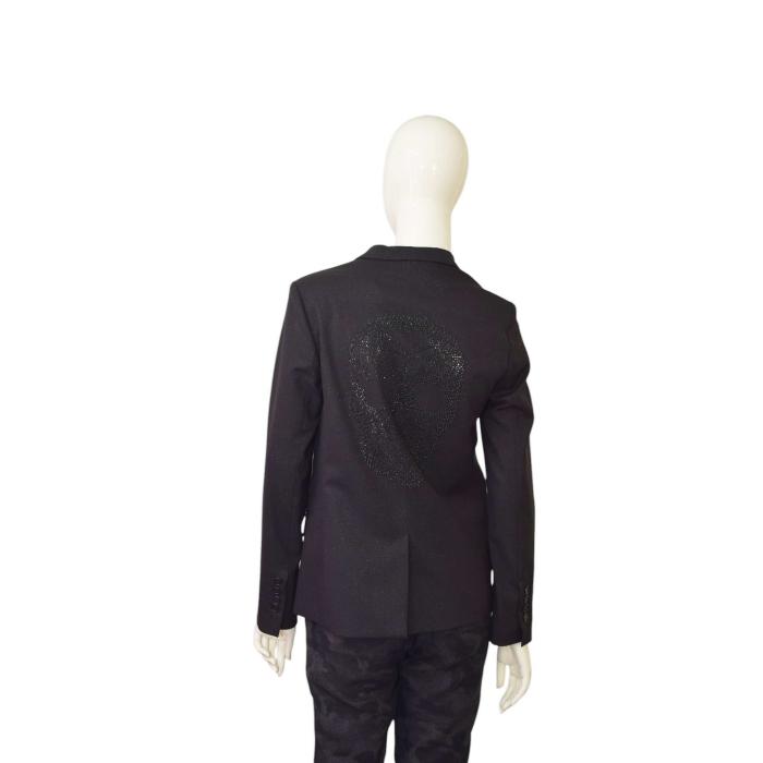 Zadig & Voltaire Vany Strass Black Shiny Fitted Two Button Jacket Blazer size S