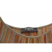 FERRE Striped Earthly Hues w. Metallic Shine Sleeveless Knit mini Dress size XS