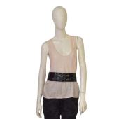 Gianfranco Ferre Woman's Black Leather Crocodile Embossed two Buckles Wide Belt sz 85/ 34