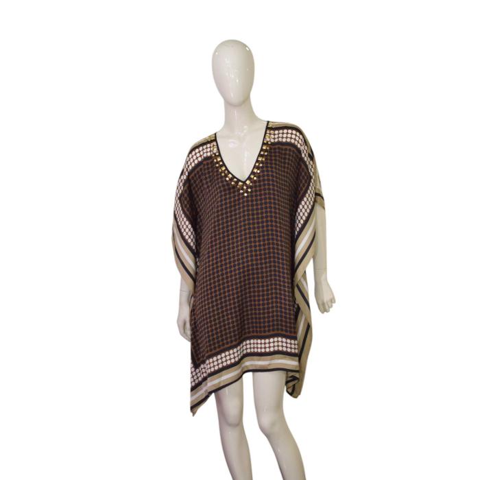 Michael By Michael Kors Earthly Hues Studded Caftan Mini Length dress size S / M