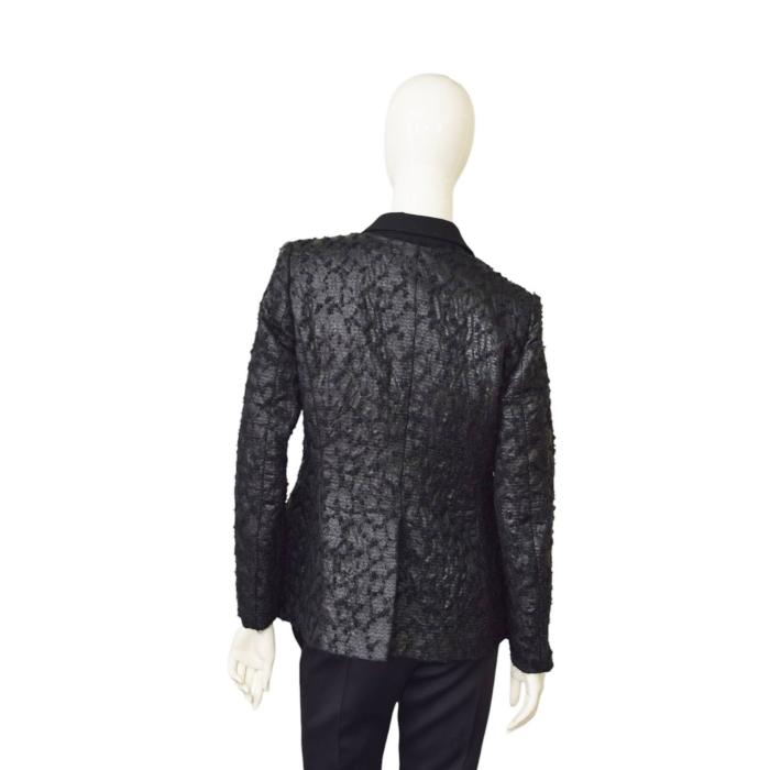 Dries Van Noten Black Tweed Woolen Button Closure Fitted Blazer Jacket size 40