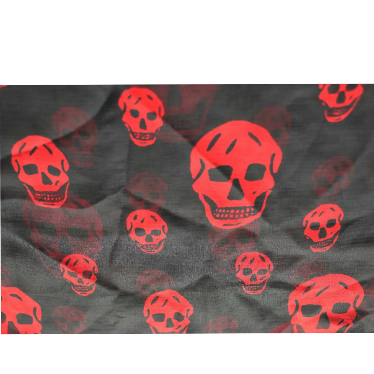 Alexander McQueen Black w. Red Skulls & Logo Print Large